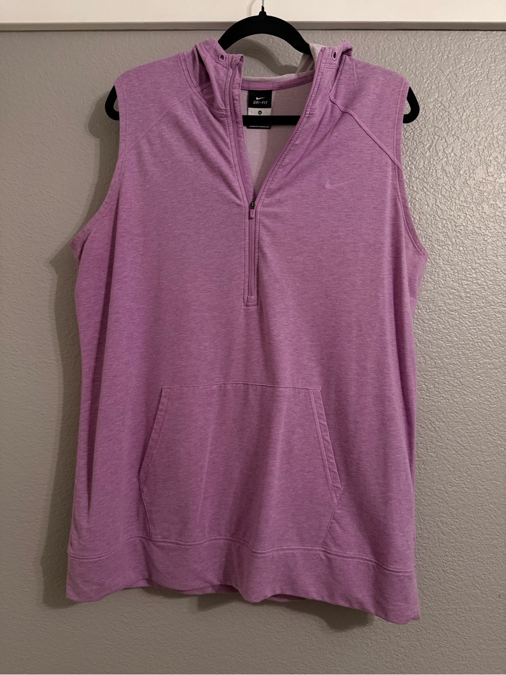 Nike Dri-FIT Sleeveless Half-Zip Hoodie in Light Lavender